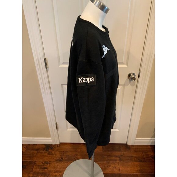 Kappa Black Oversized Zip-Up Sweatshirt W/ White Embroidery, Size M, NWT - Picture 3 of 6
